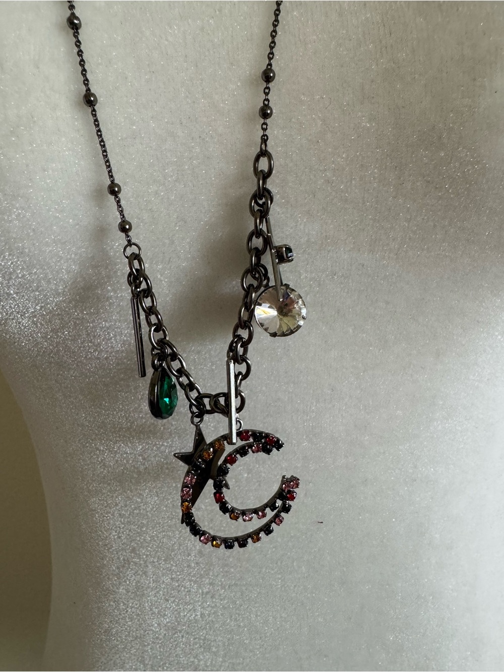 BCBG Multi-colors Crystal Star Moon Dangle Necklace